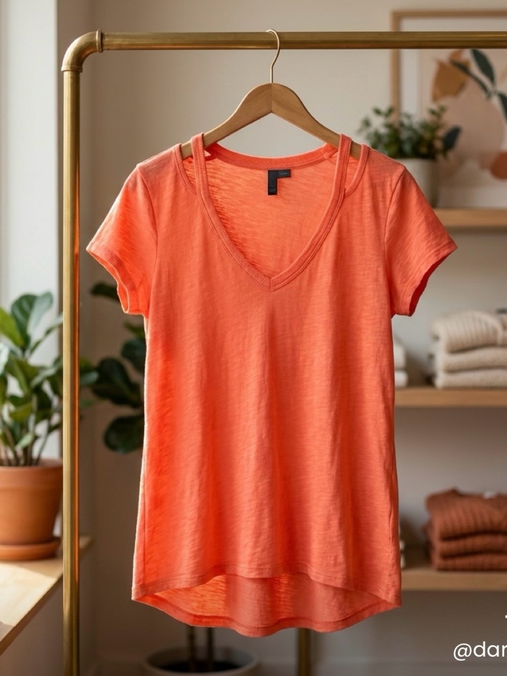 Everyday V-Neck Short Sleeve Tee in Coral
